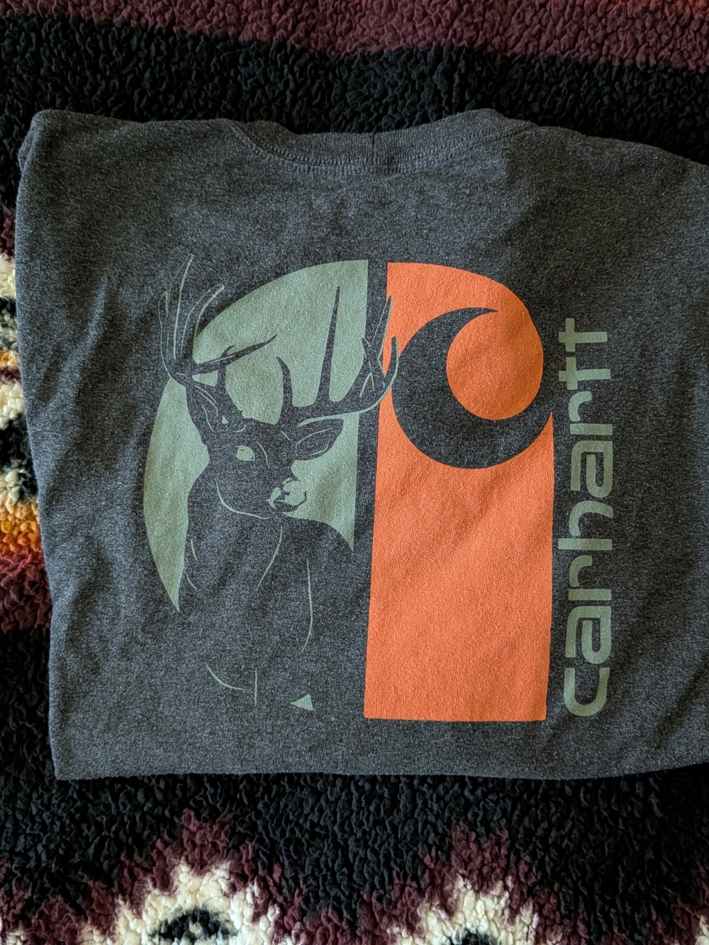 Carhartt Graphic Deer Logo Longsleev Tee in Charcoal
